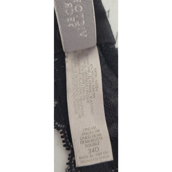 Victoria's Secret Dream Angels Black & White Lace Lined Demi Underwire Bra 34D - Picture 3 of 8